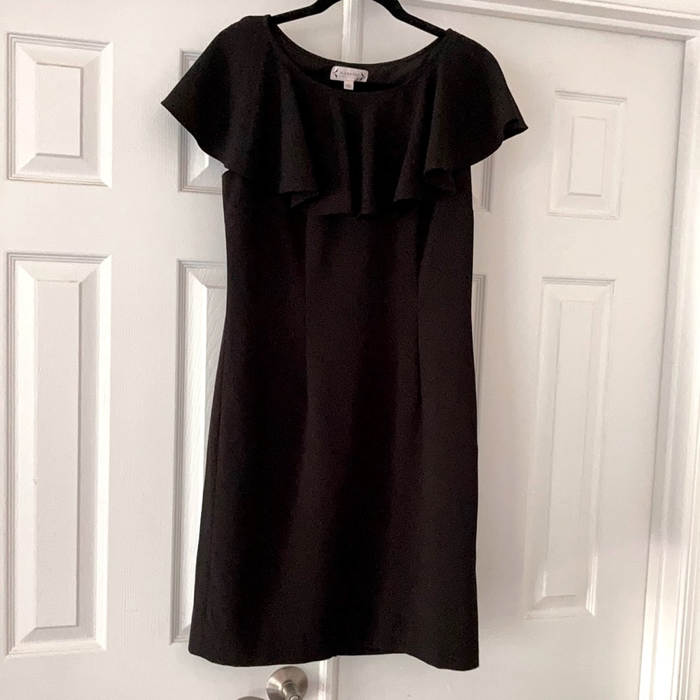 Black Sheath Dress with Ruffle Collar
